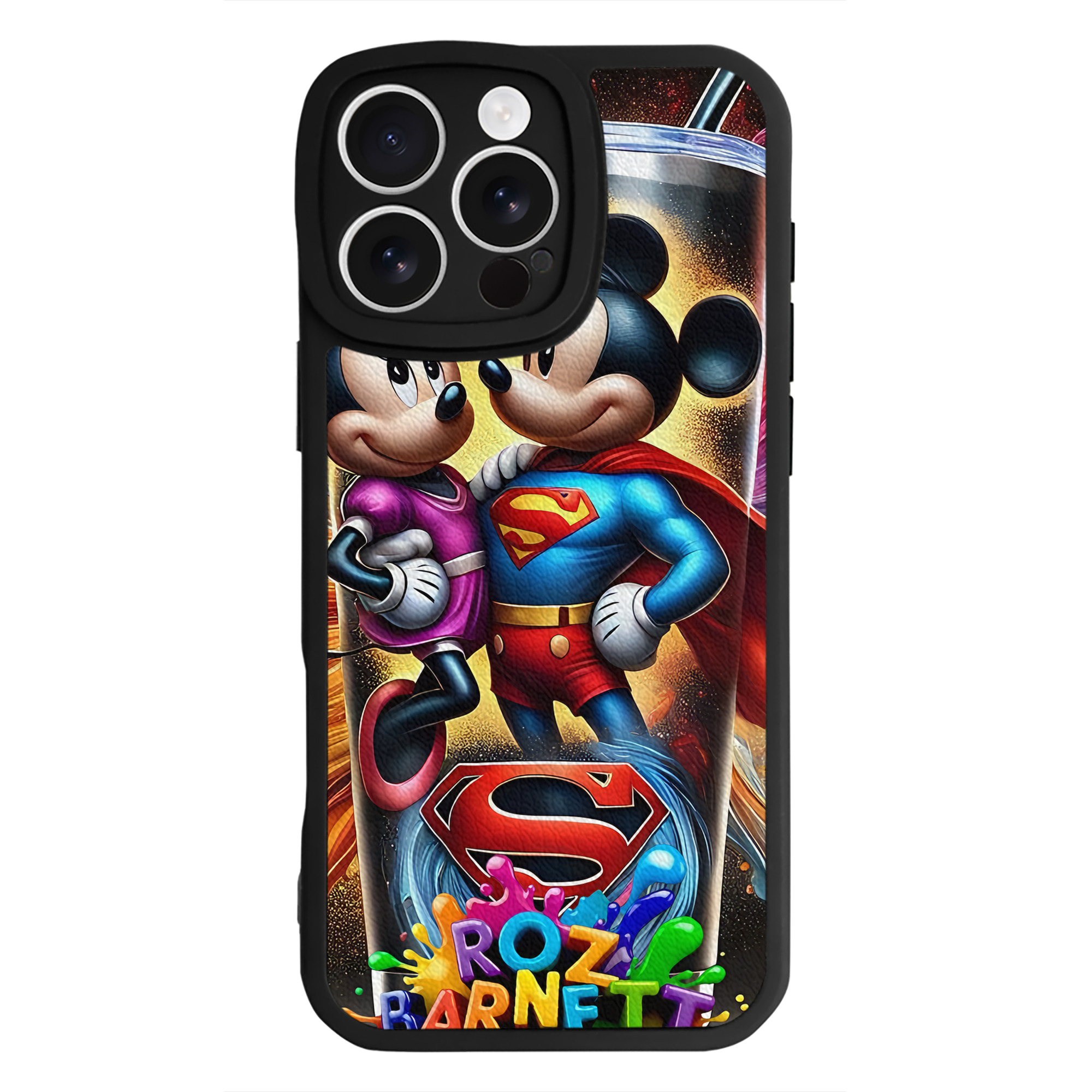 （画像用） ミッキーマウス Mickey Mouse 【iPhone 16シリーズ対応】シリコンスマホケース（レザー調） 材質：シリコン